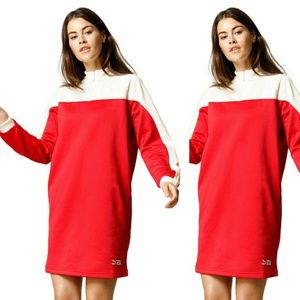 Puma Zip Turtleneck Crew Pocket Dress Retro Red
